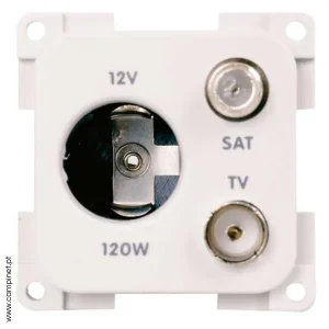 Tomada 12V Antena Grande Cinza Claro