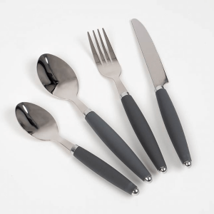 Conjunto de 24 Talheres Inox Preto